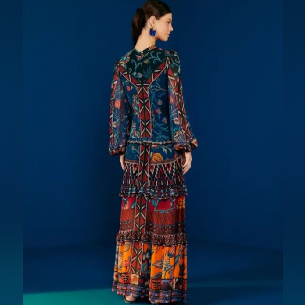 NWT FARM RIO | $335 Ainika Tapestry Tiered Maxi Dress - Picture 3 of 9